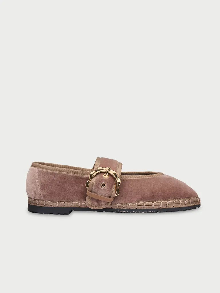 Flagelus Sophie Brown pantofi mary jane maro catifea