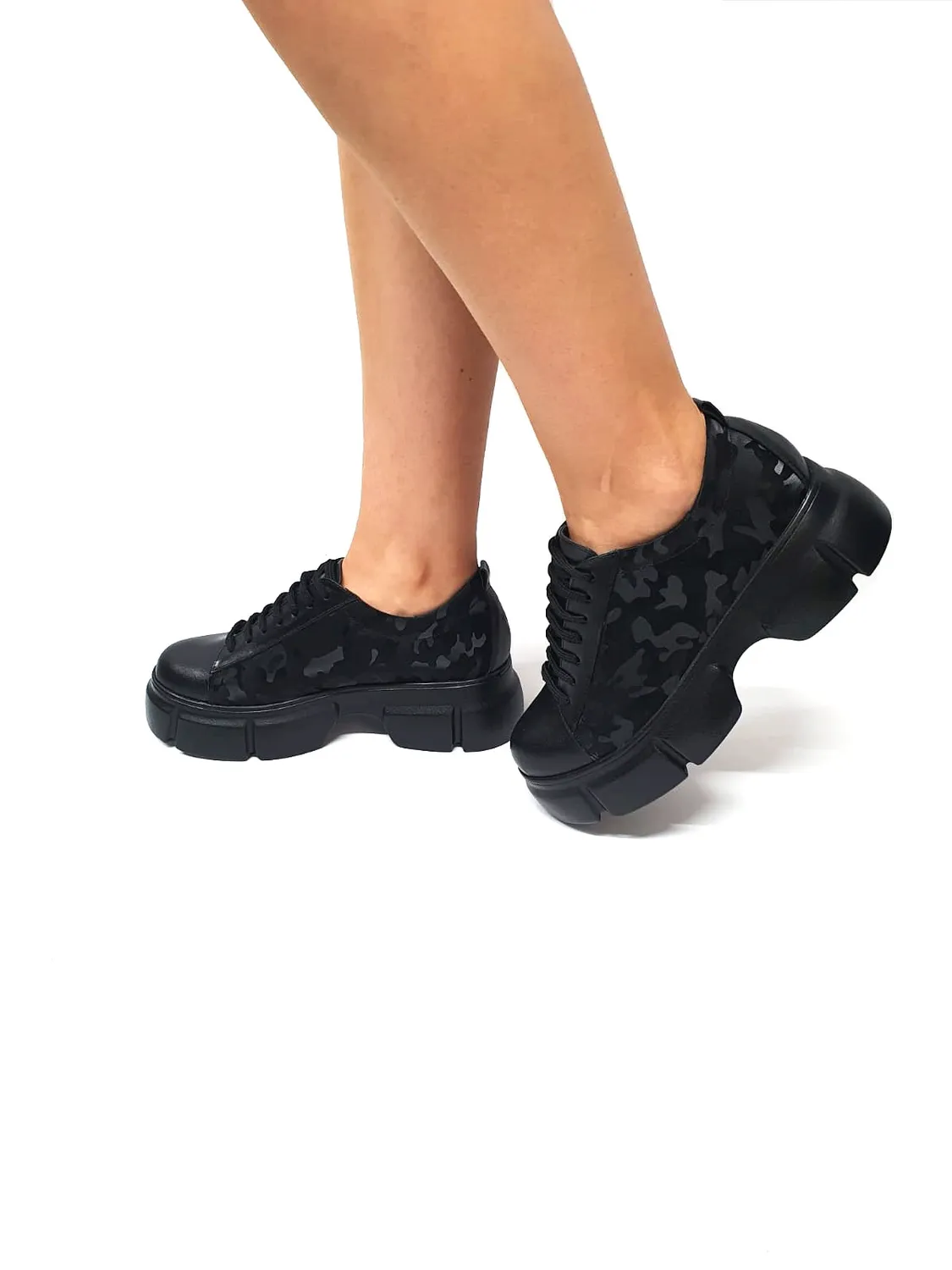 Catinca Shoes X3 NBCN pantofi dama piele negru camuflaj