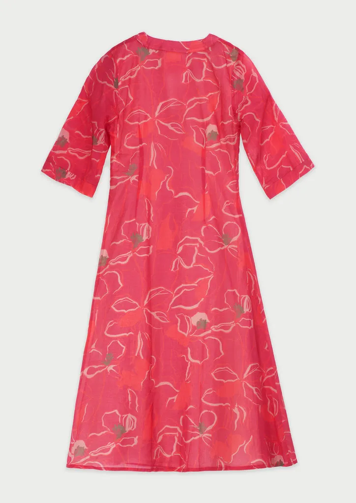 Flagelus Yao Pink Kaftan rochie lunga roz
