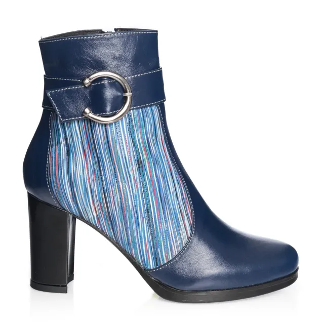 Catinca Shoes GX25 BBD ghete dama piele naturala albastre dungi