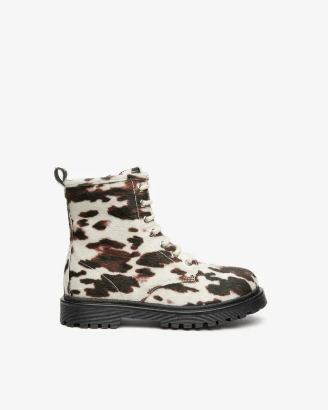 NeroGiardini bocanci fete piele animal print cu fermoar