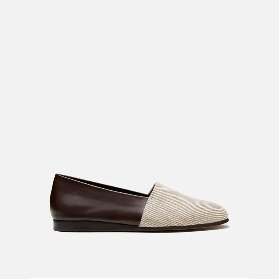 Cecilia Bringheli Amalfi espadrile bej bumbac piele maro