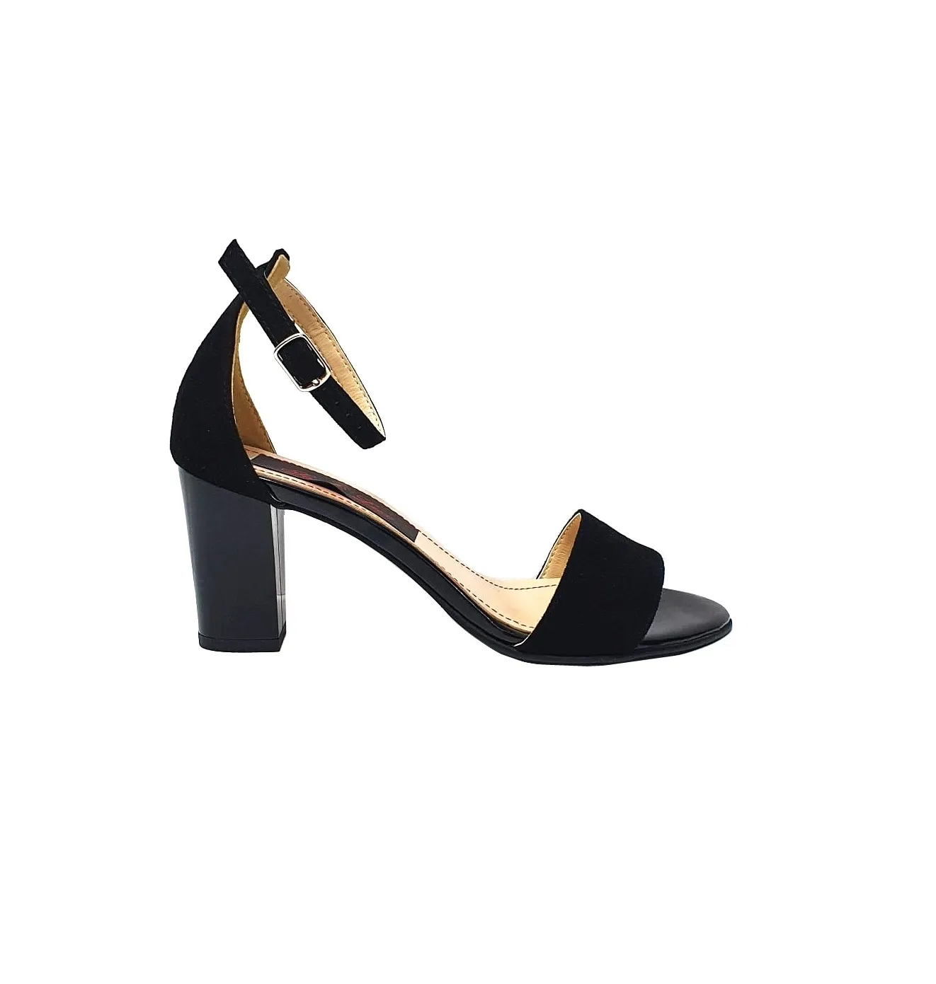 Catinca Shoes S10 NATM sandale dama negru antilopa toc mediu
