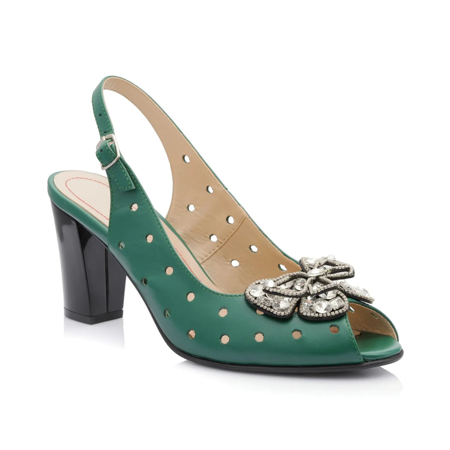 Catinca Shoes F24F VB sandale dama verde box piele naturala