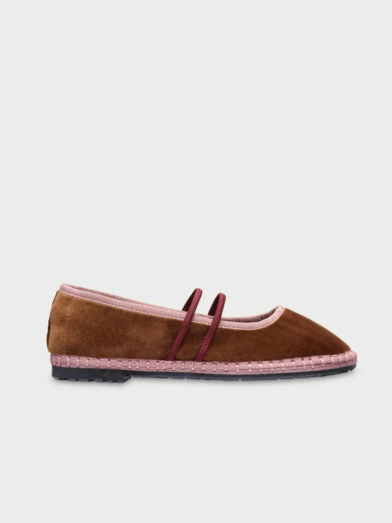 Flagelus Laurance Brown papuci catifea maro elastic