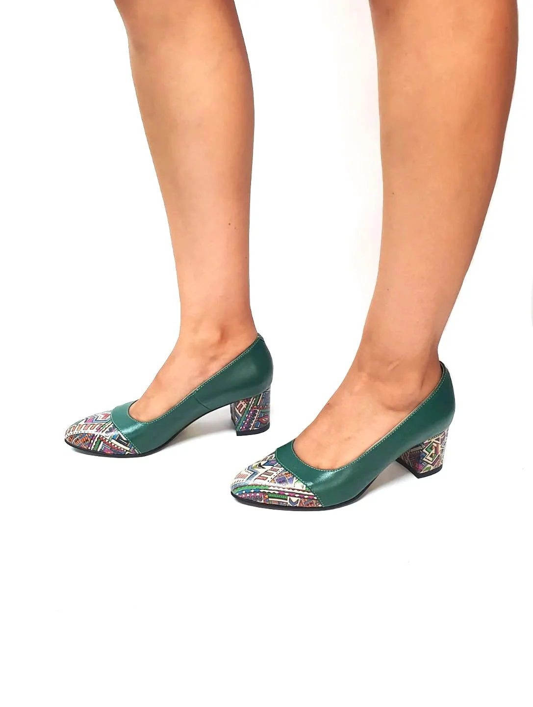 Catinca Shoes A3 VBT pantofi dama piele verde traditional