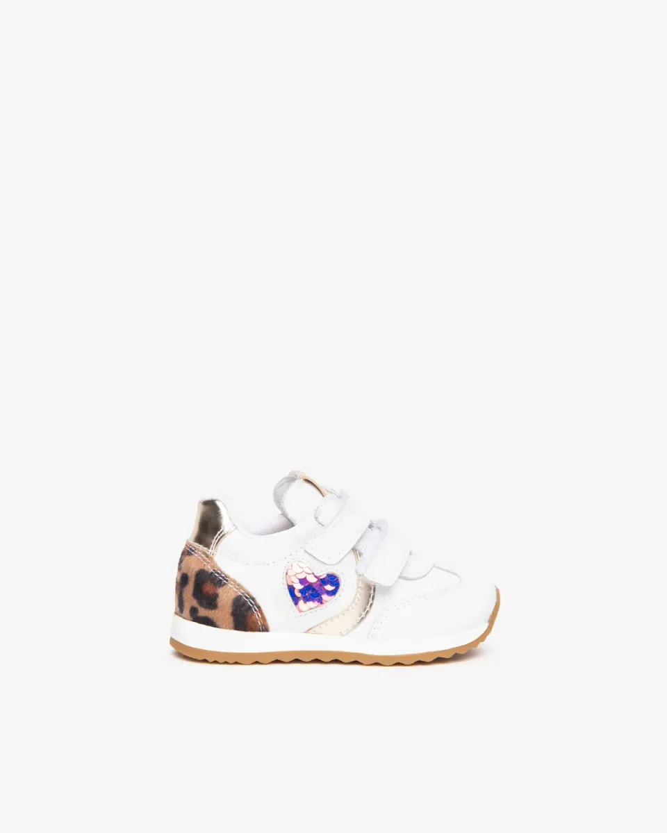 NeroGiardini pantofi sport fetite piele velcro inima