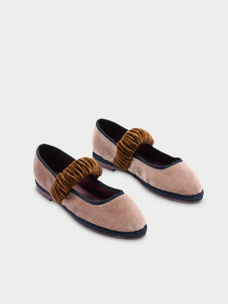 Flagelus Mafalda Triple Tone Tango Beige pantofi catifea