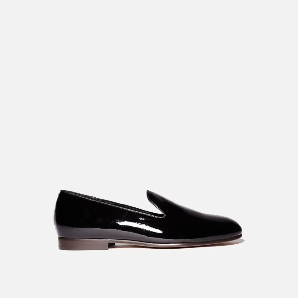 Cecilia Bringheli Positano slipper negri piele lacuita