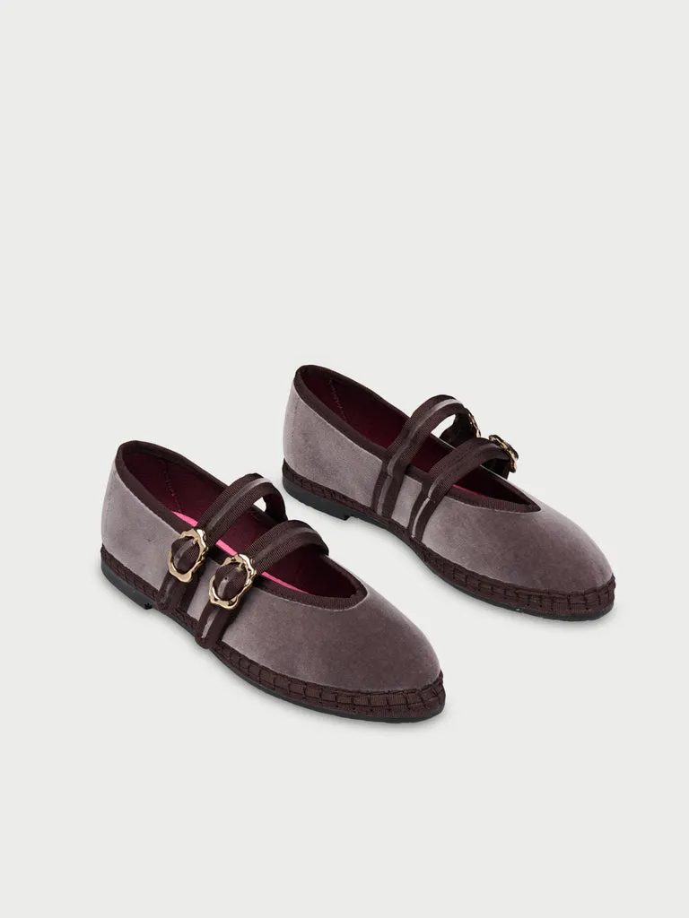 Flagelus Claire Taupe pantofi catifea