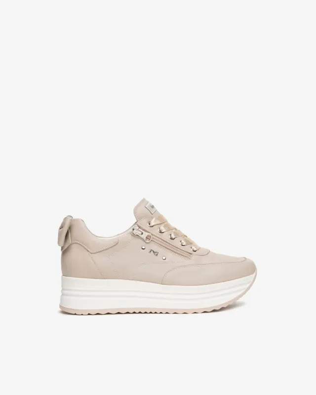 NeroGiardini sneakers piele dama cu funda platforma 4,5 cm