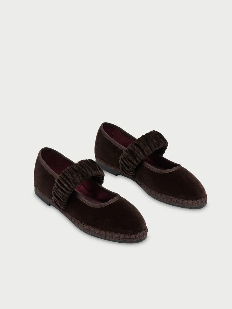 Flagelus Mafalda Truffle pantofi catifea maro siret
