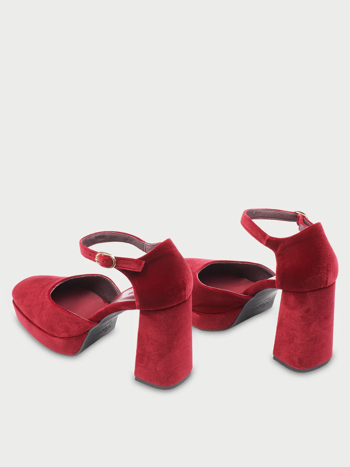 Flagelus Flamenco pantofi cu toc rosii catifea 9 cm