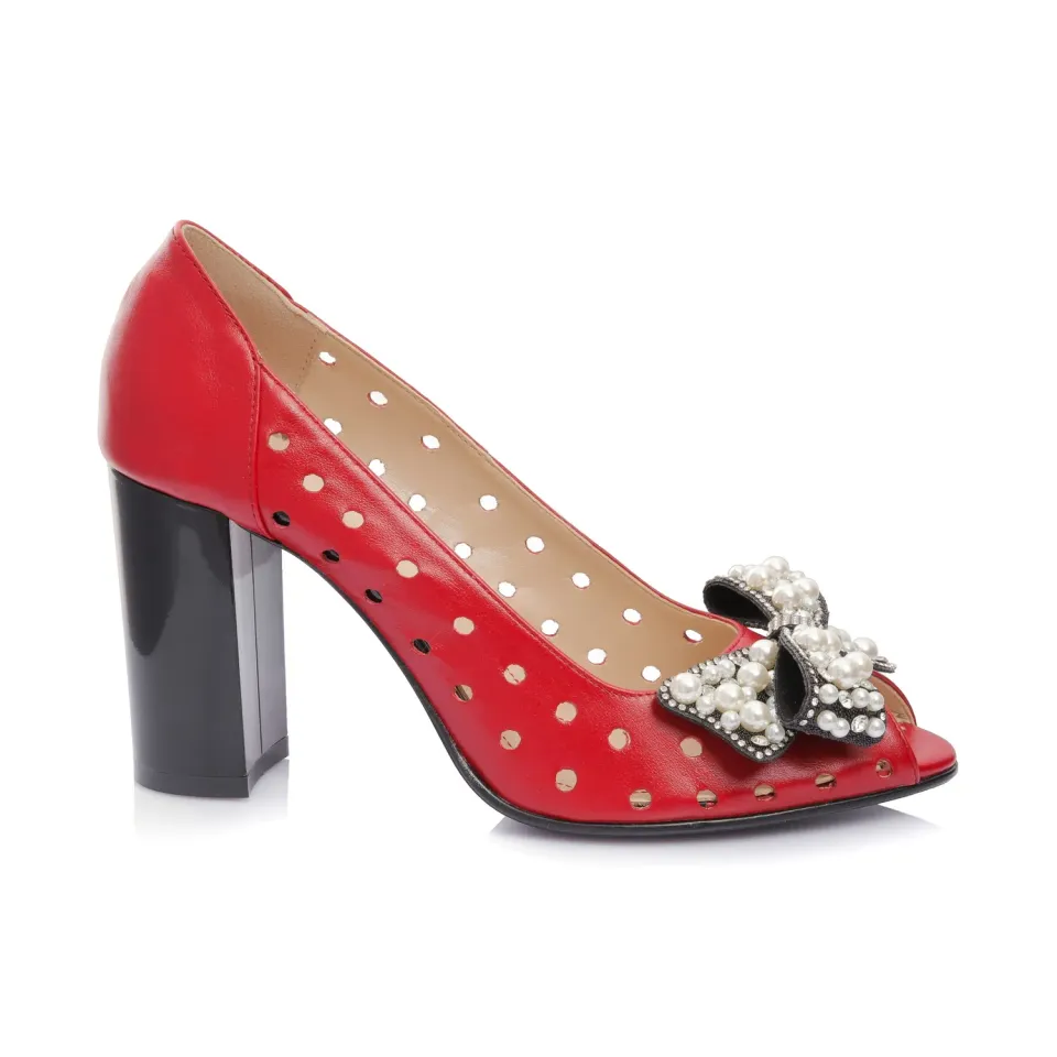 Catinca Shoes F23M RB sandale dama piele naturala rosu box