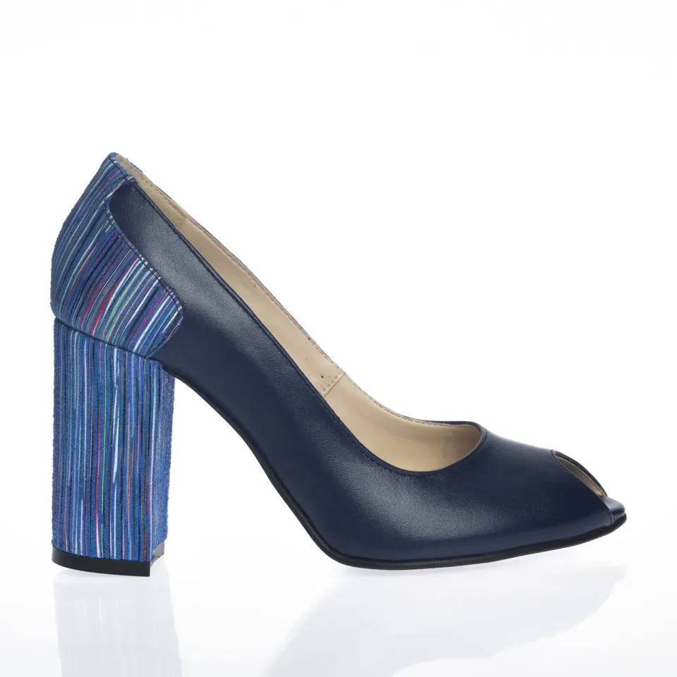 Catinca Shoes F26 BI pantofi dama piele bleumarin imprimeu