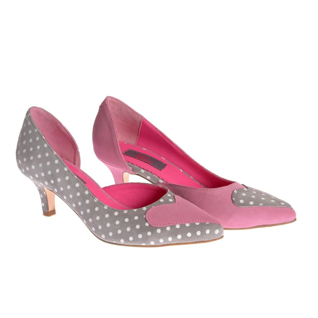 Ana Urbana Shoes Seattle pantofi roz-gri toc mic