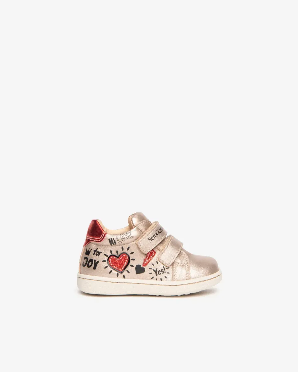 NeroGiardini sneakers piele fetite primii pasi cu velcro