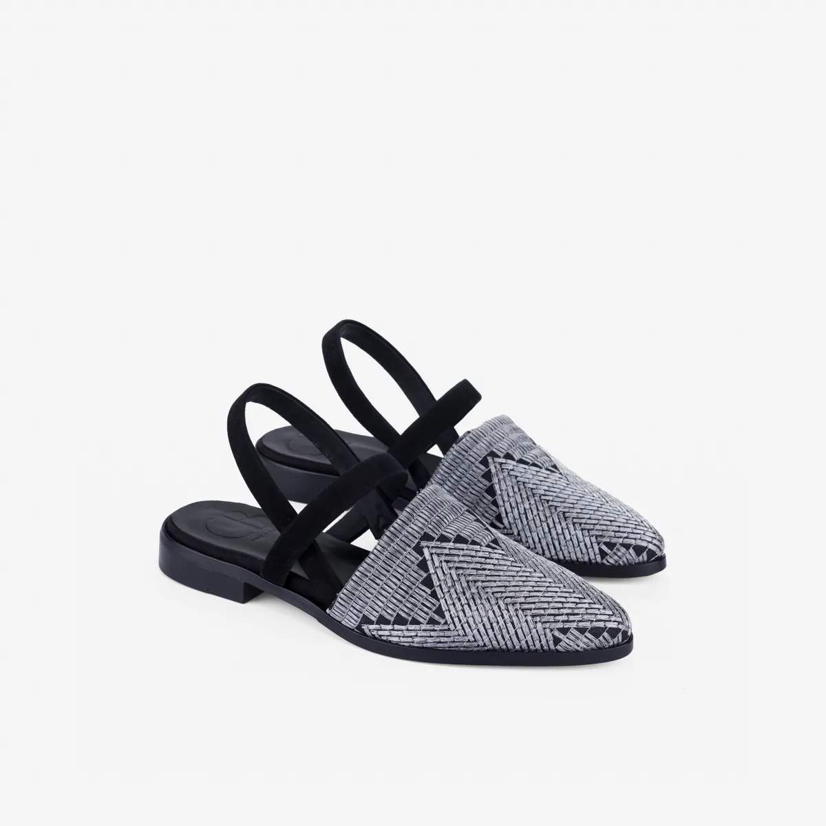 Cecilia Bringheli Vega pantofi slingback broderie argintiu