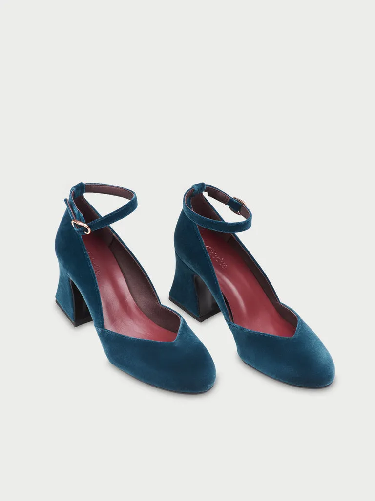 Flagelus D'Orsey pantofi cu toc verzi catifea toc 6cm
