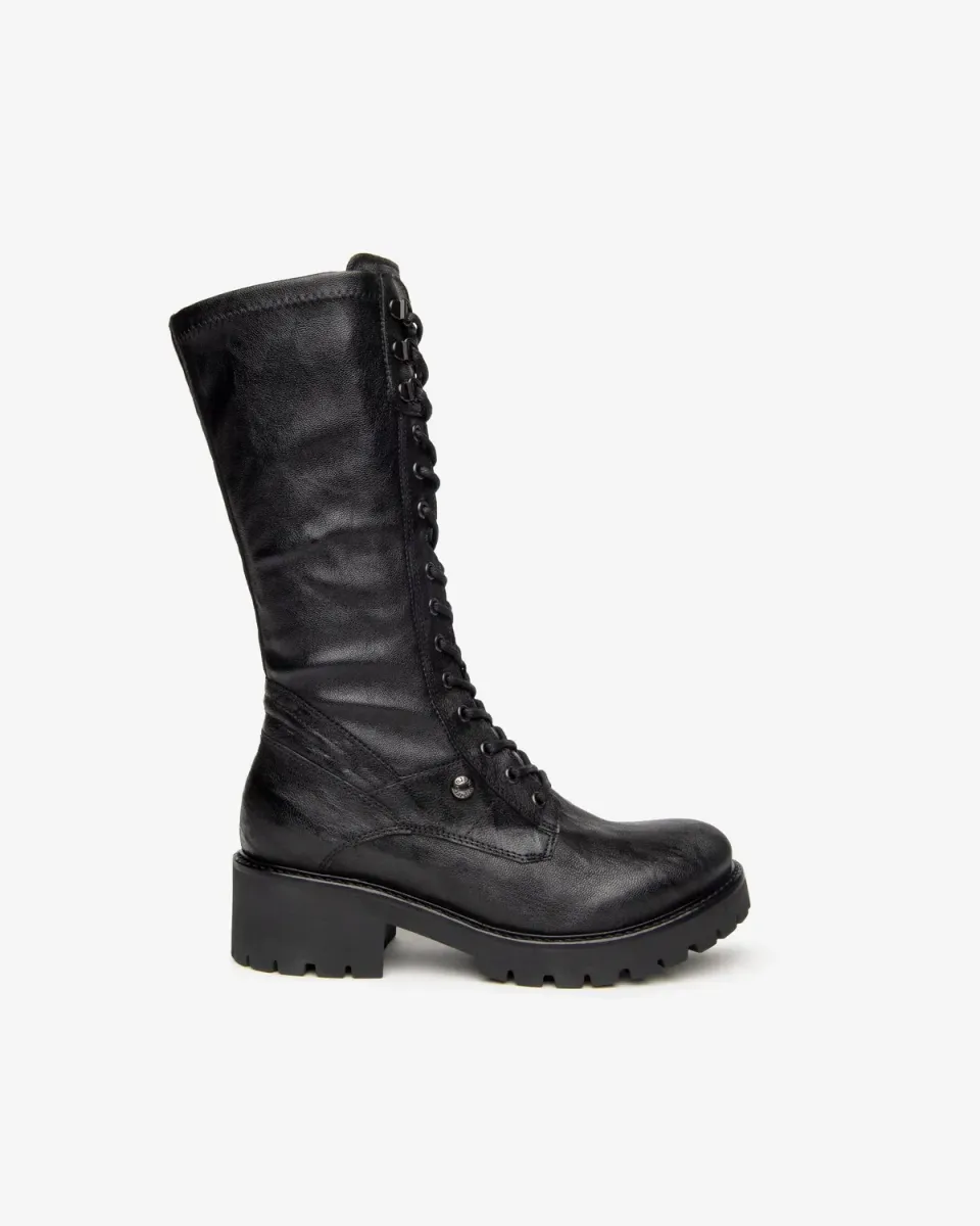 NeroGiardini ghete dama piele cu elastic toc 4,5 cm