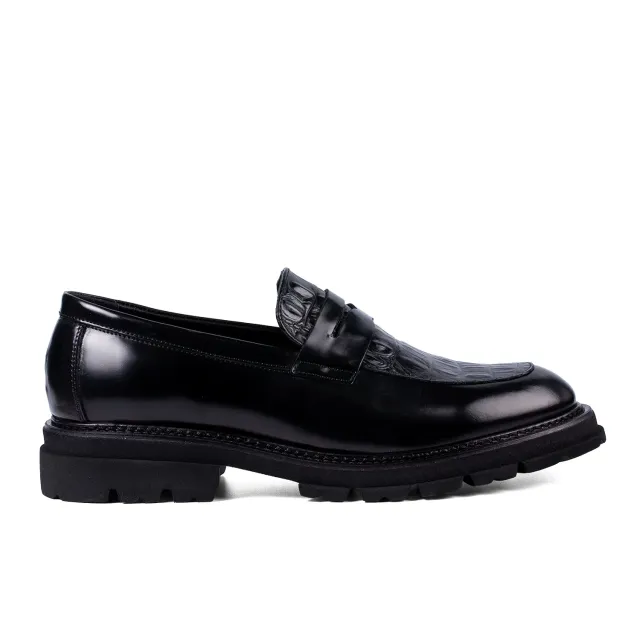 Lucas Shoes Ezra Ukr mocasini piele negru croco