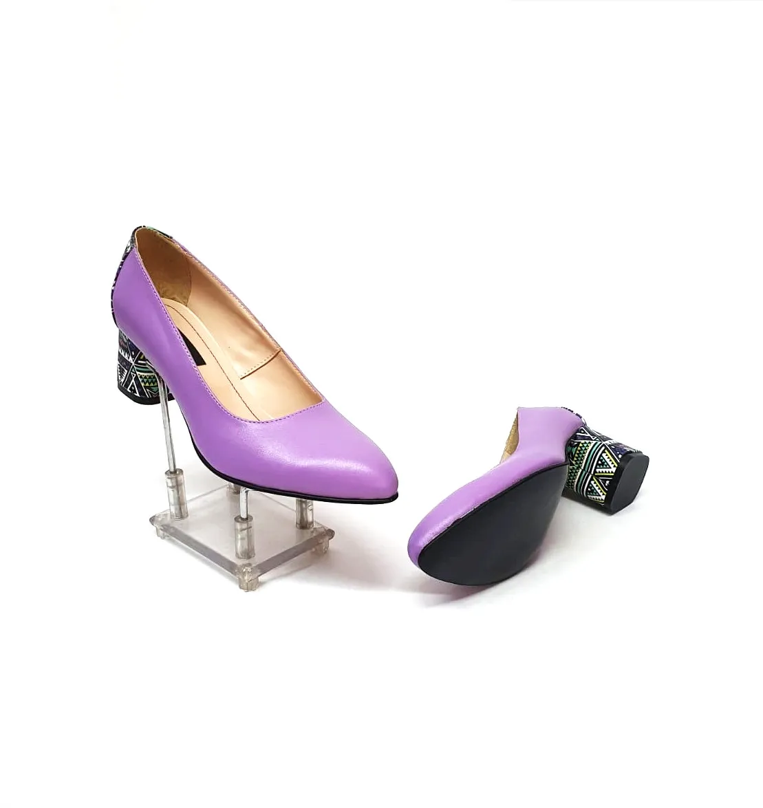 Catinca Shoes A4 LT pantofi dama piele lila triunghiuri