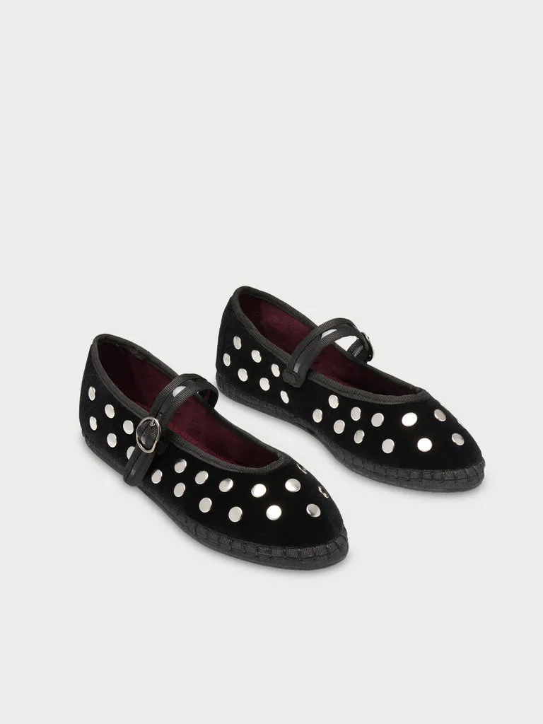 Flagelus Mae Silver Black balerini negri catifea