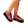 Catinca Shoes X3 pantofi dama piele rosie cu linii