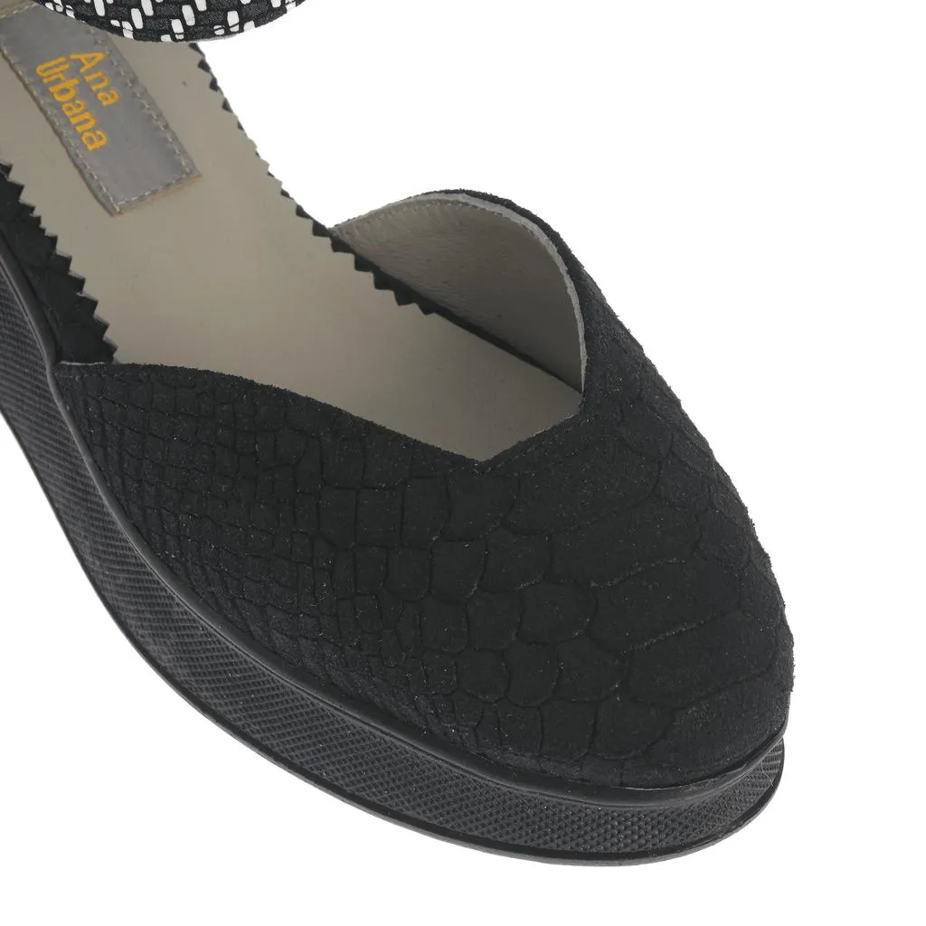 Ana Urbana Shoes Merida sandale negre wedge