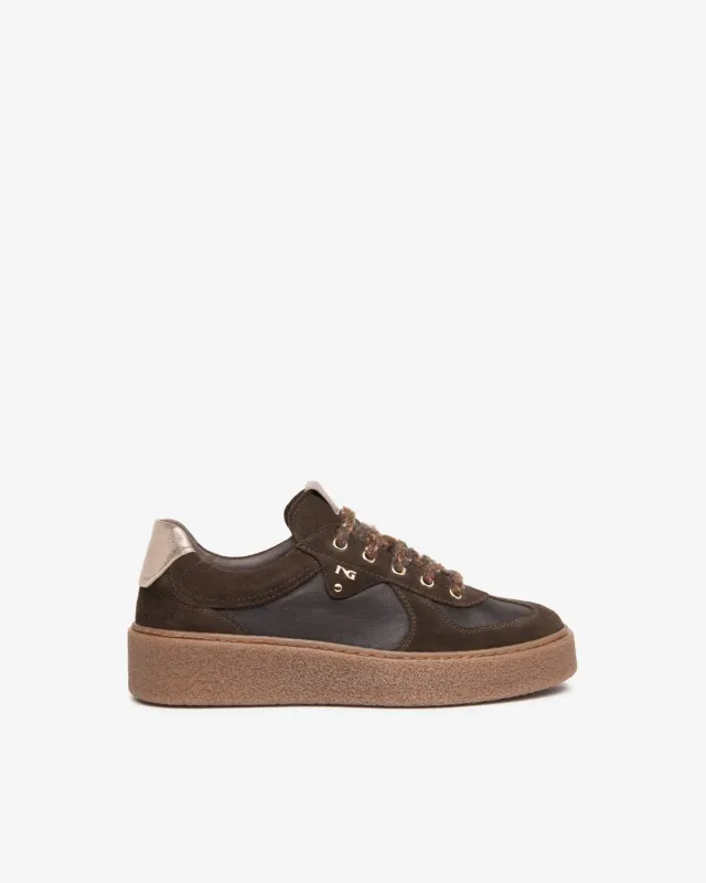 NeroGiardini sneakers piele si velur dama platforma