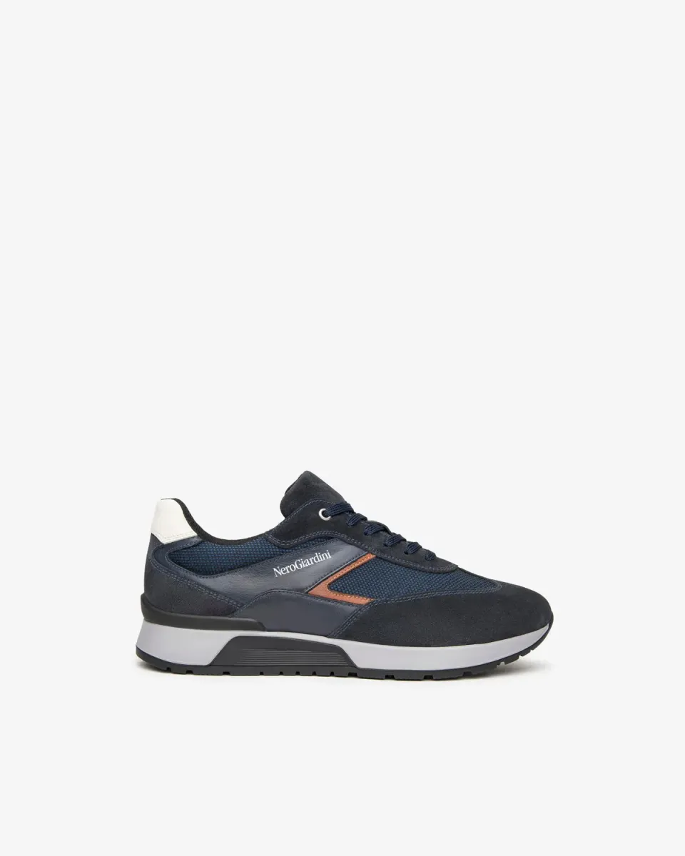NeroGiardini Sneakers barbati piele intoarsa talpa 3cm