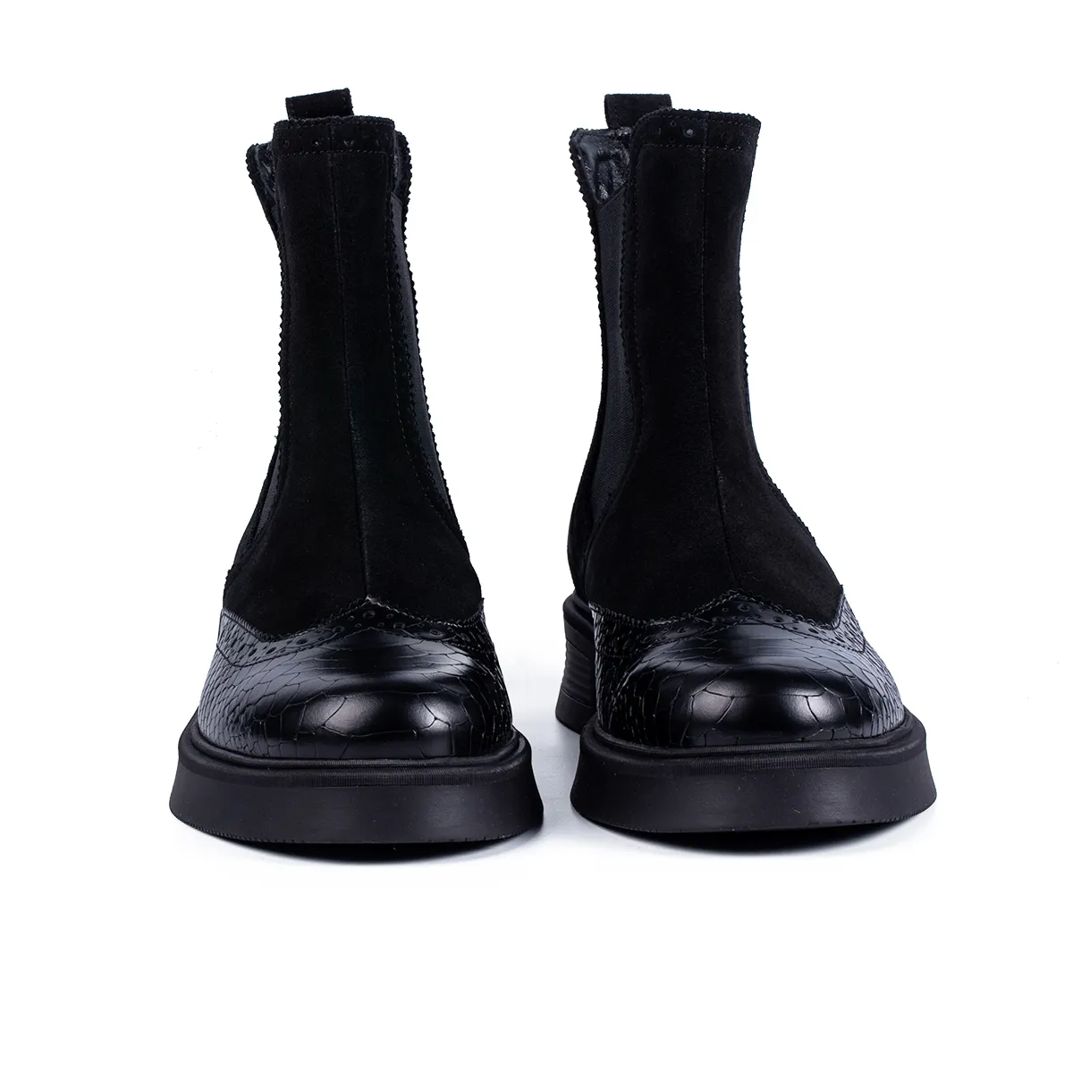 Lucas Shoes 400 ghete piele negru croco dama