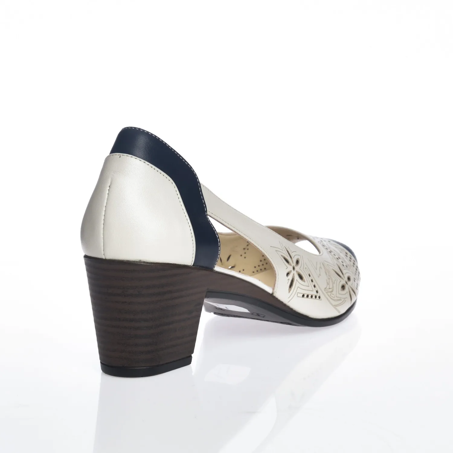 Catinca Shoes T1 AB sandale piele alb bleumarin