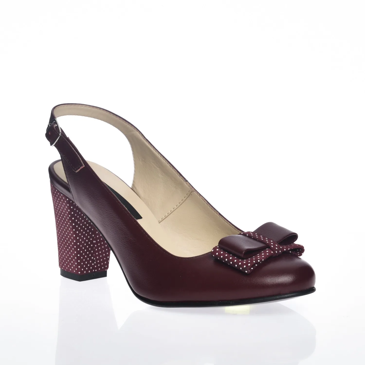 Catinca Shoes V5 sandale damă piele bordo buline