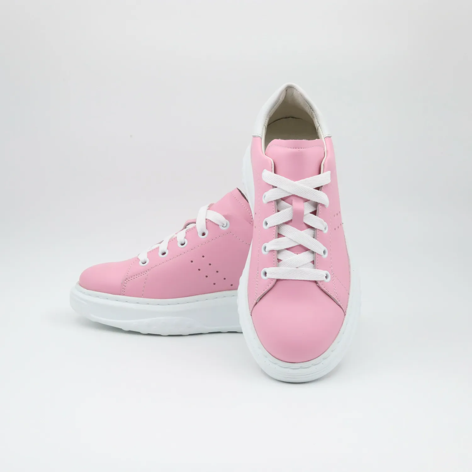 Lucas Shoes 5101 RV Pink White sneakers roz piele