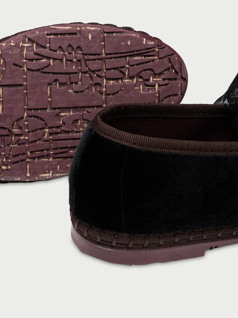 Flagelus Ginevra Black papuci negri catifea