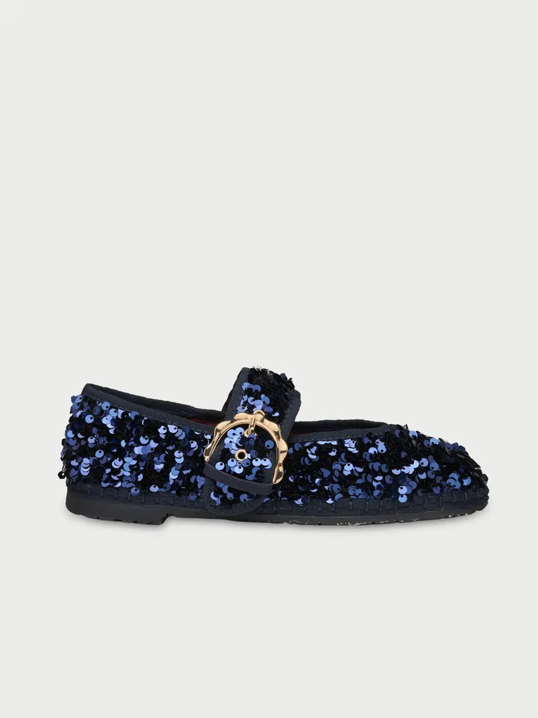 Flagelus Sophie Glinda Navy pantofi Mary Jane bleumarin paiete