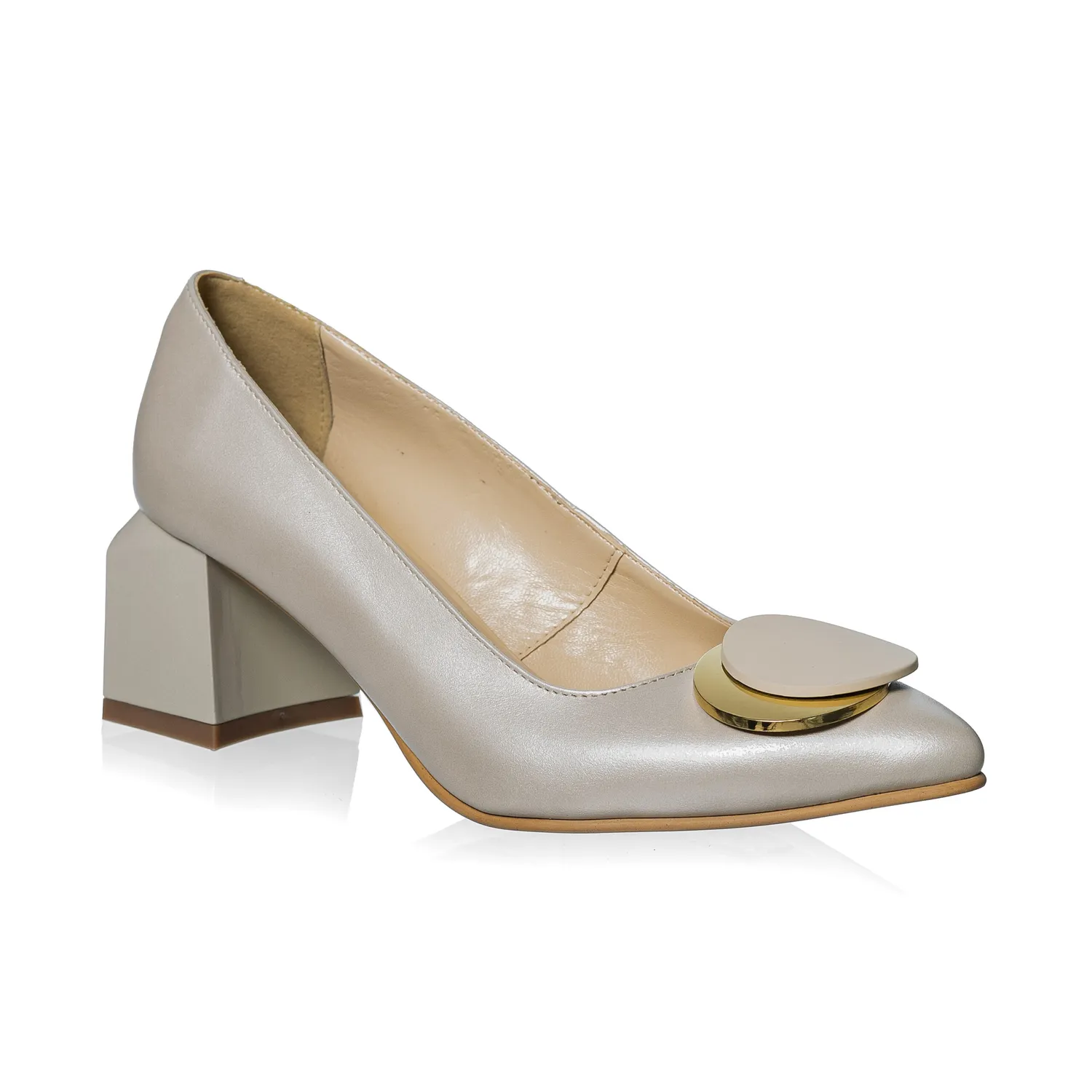 Catinca Shoes A33 pantofi dama bej sidef piele naturala
