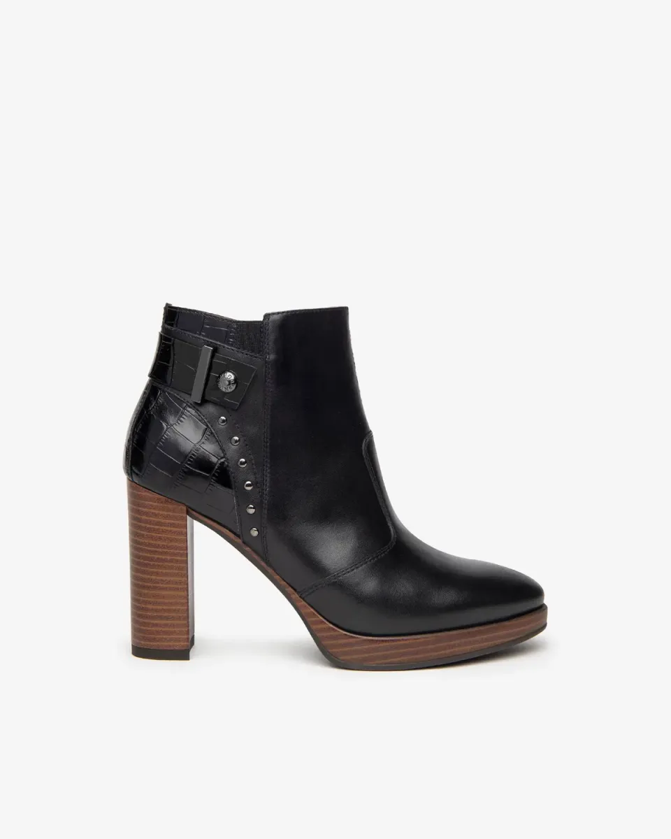 Botine NeroGiardini piele imprimeu croco toc 9,5 cm