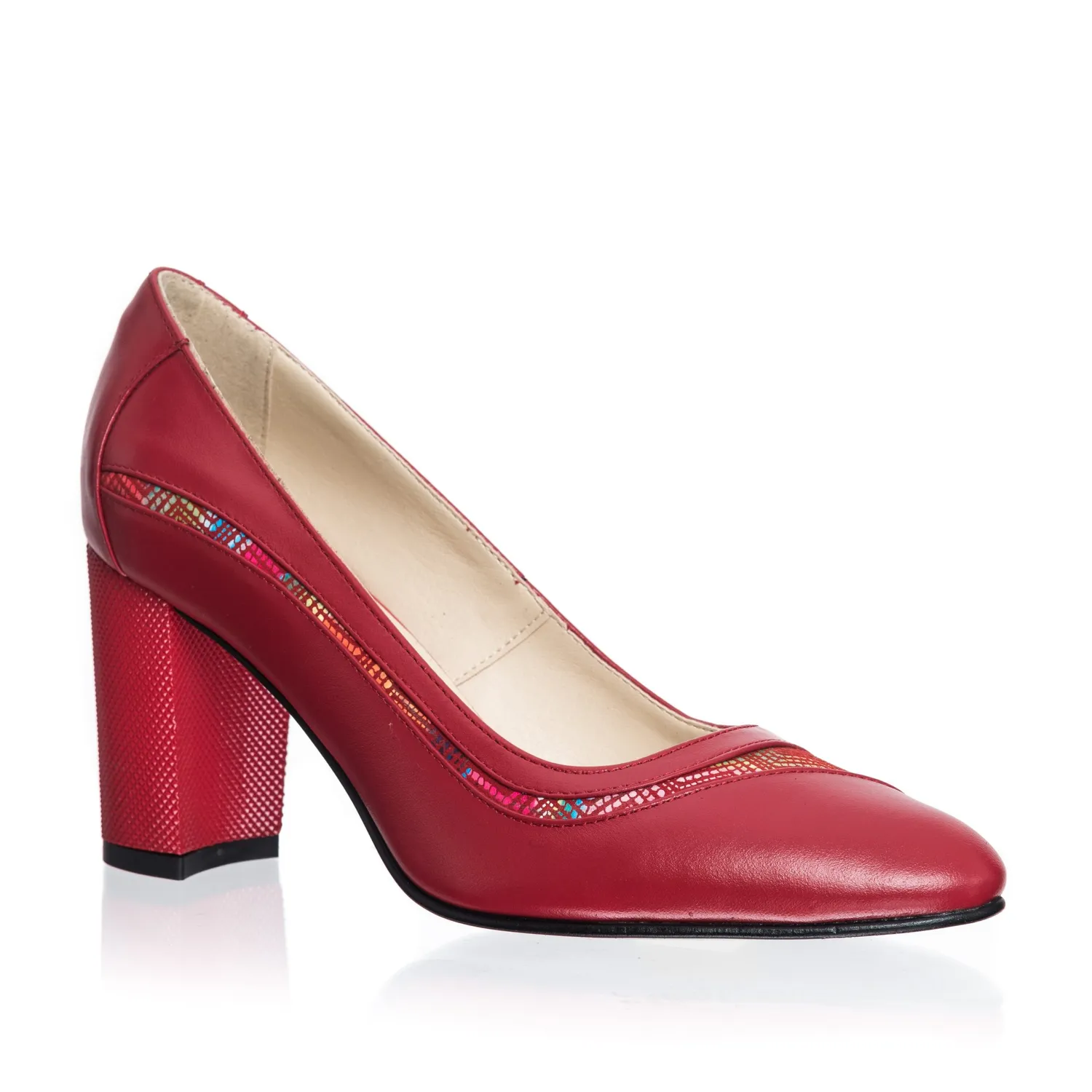 Catinca Shoes 163 RM pantofi dama piele naturala rosu mozaic