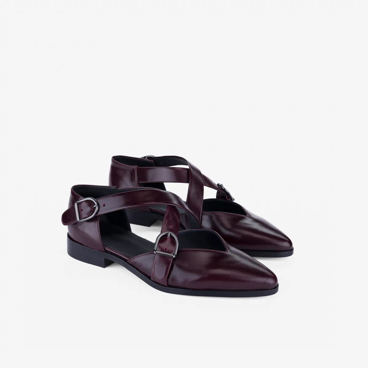 Cecilia Bringheli sandale dama piele bordo toc 2 cm