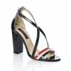 Catinca Shoes S10 NLRB sandale dama piele negru lac rosu bej