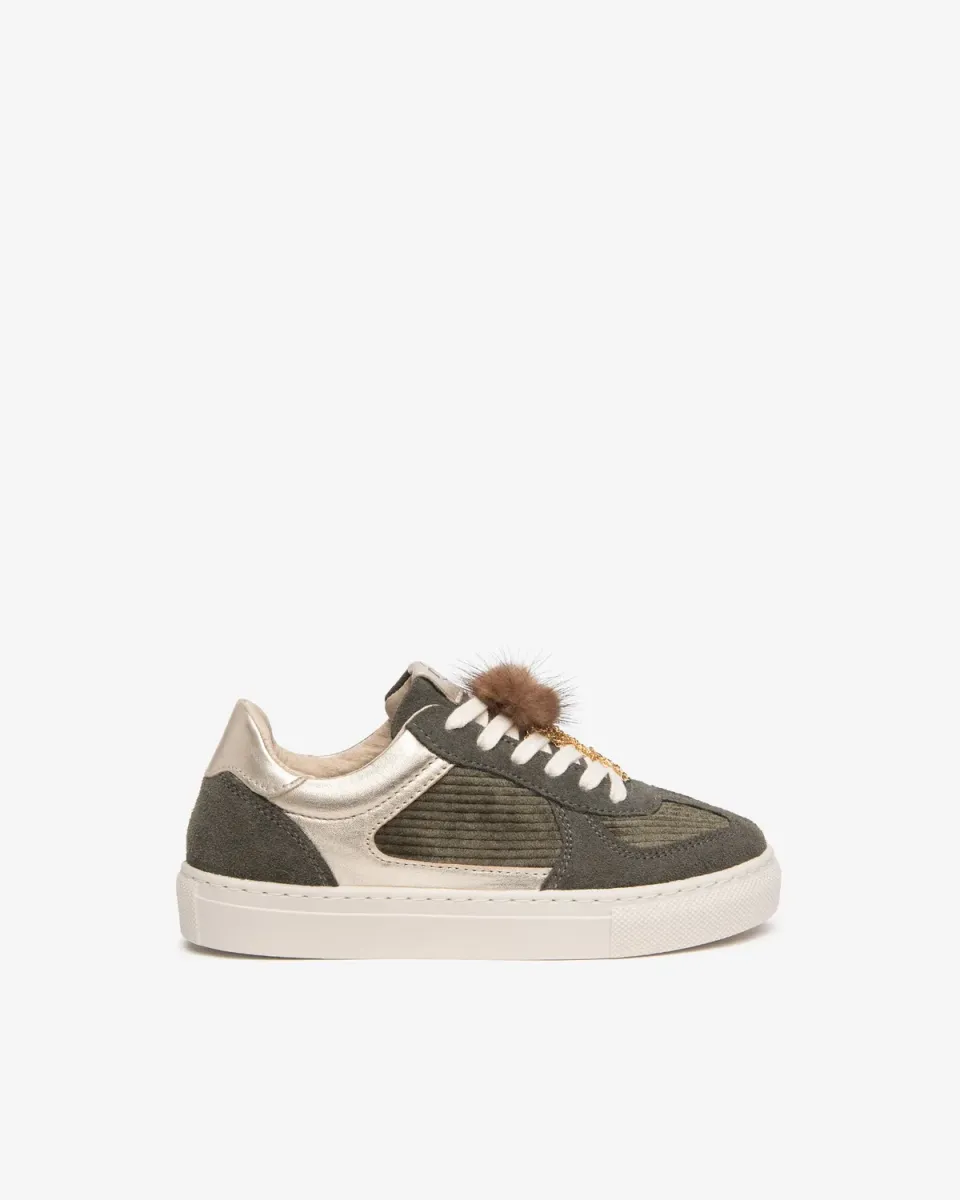 Sneakers fete NeroGiardini piele intoarsa cu pompon