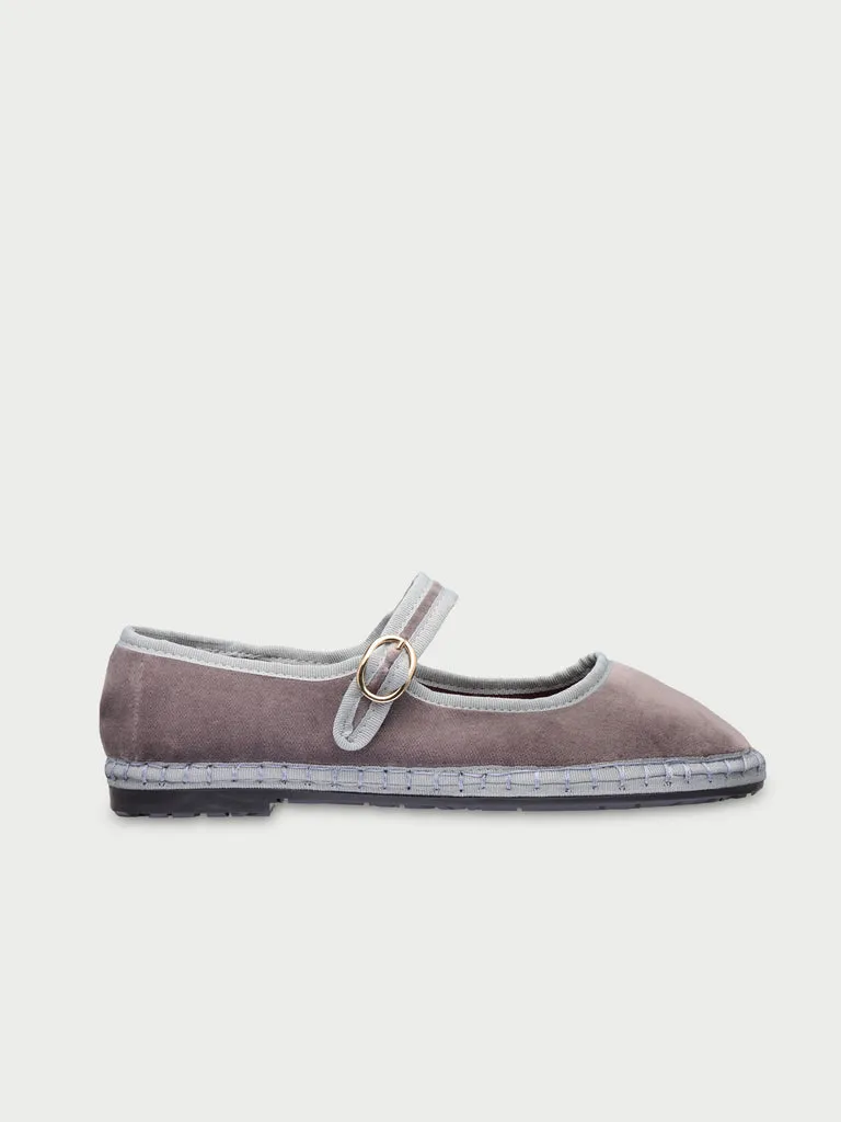 Flagelus Sampson pantofi Mary Jane gri catifea