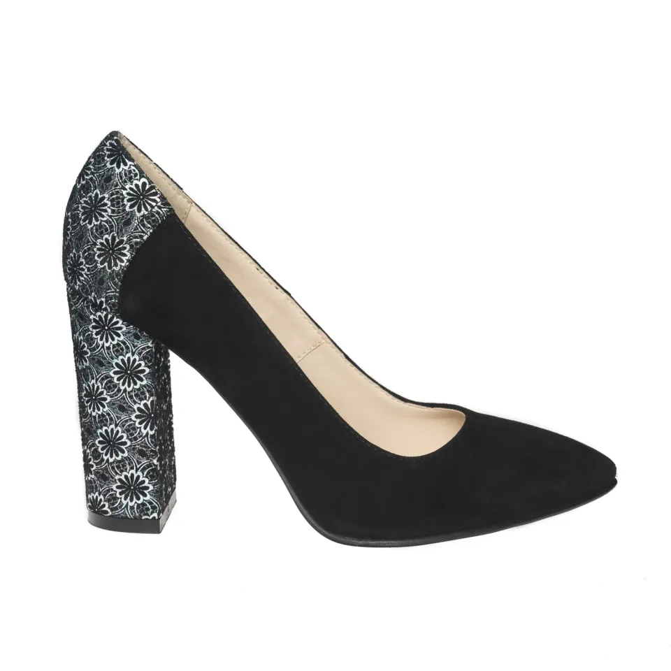 Catinca Shoes 2692 NAF pantofi piele negru flori