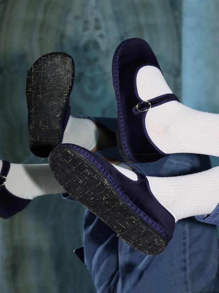 Flagelus Cinderella Molly pantofi catifea bleumarin