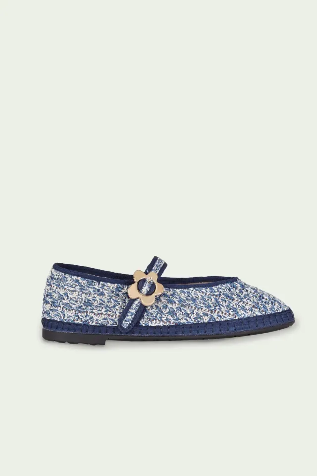 Flagelus Pierre Braid Navy balerini rafie bleumarin