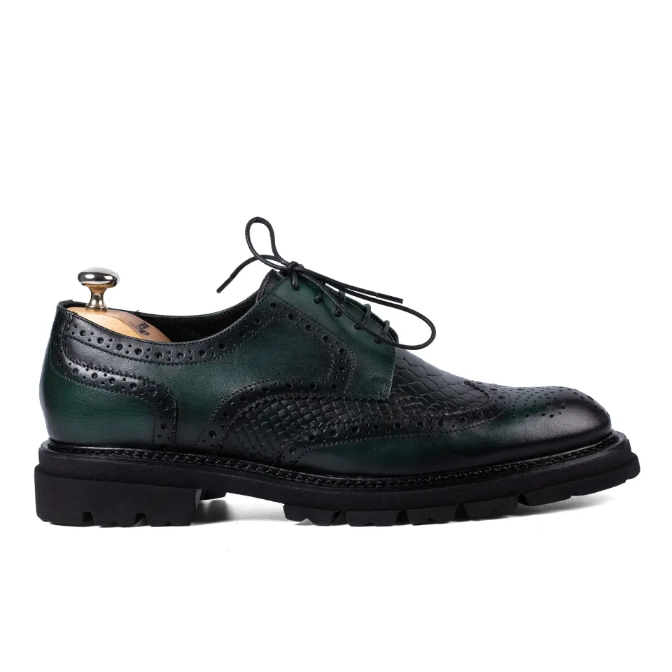 Lucas Elegant 534 Verde pantofi piele pictati manual