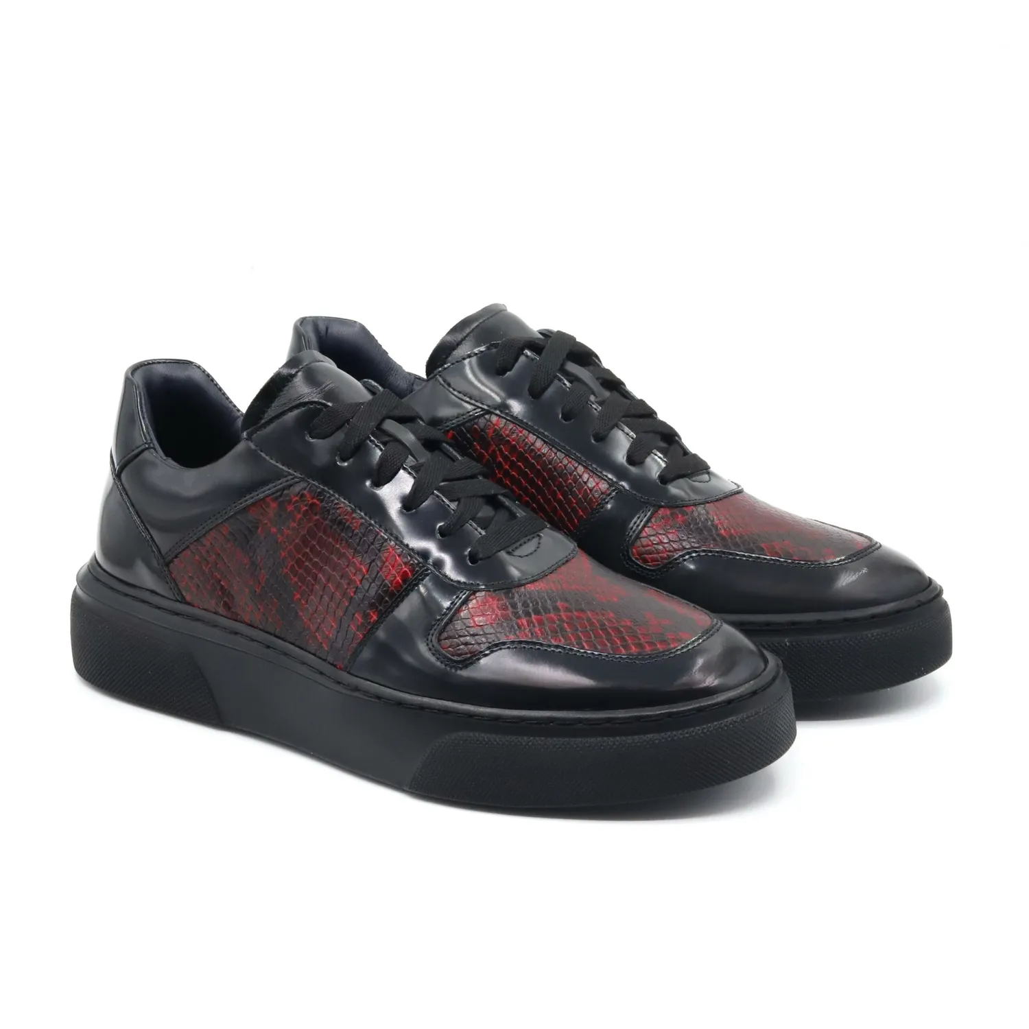 Lucas Shoes 001 sneakers piele negru rosso snake