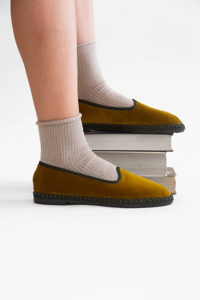 Flagelus Narcissa slippers catifea mustar